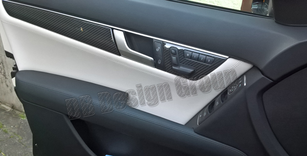 4 pièces en Fiber de carbone autocollant de voiture poignée de porte  intérieure garniture de couvercle de bol pour Mercedes Benz classe C W204  W205